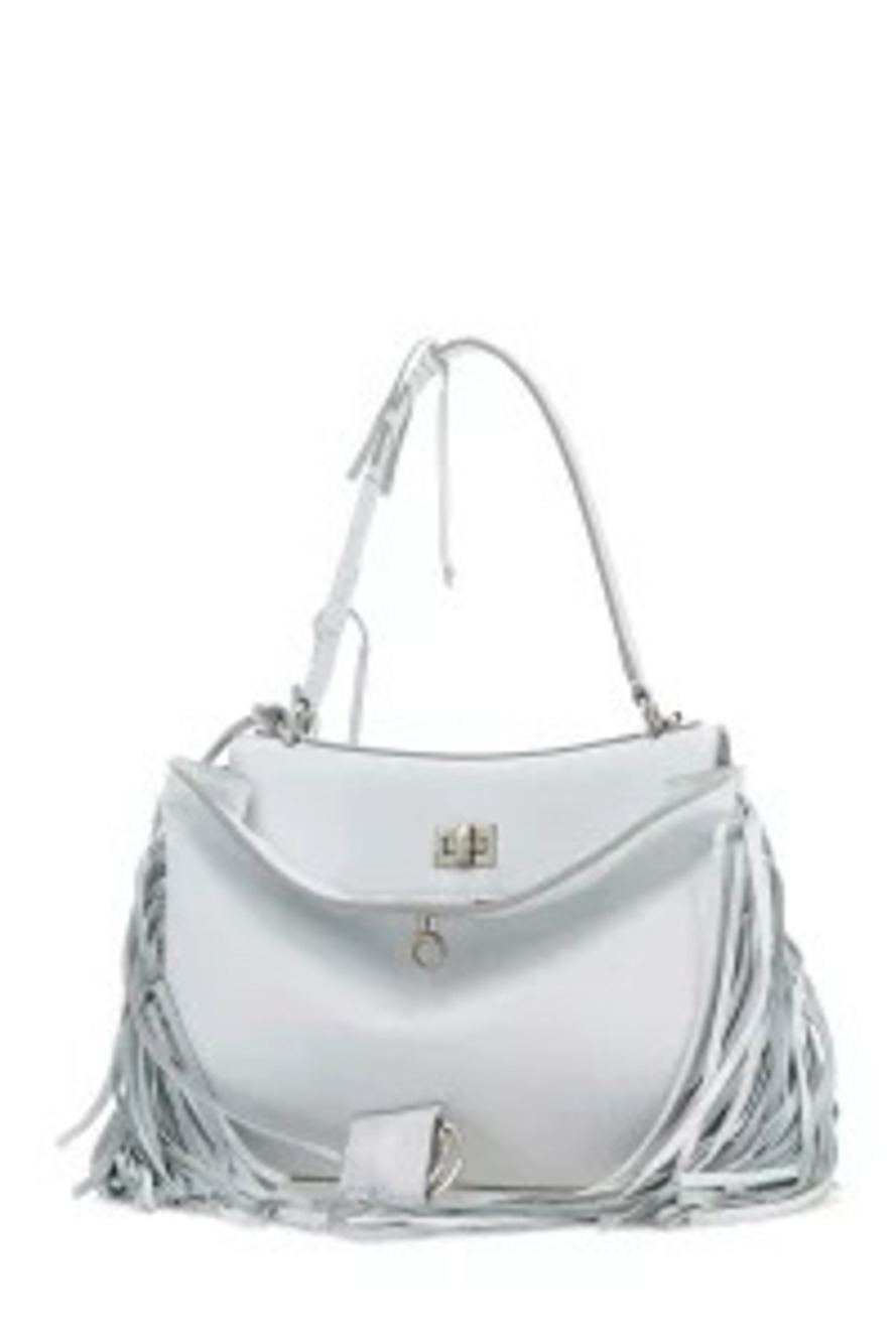 Balenciaga Leather Handbag Chalk Rodeo Bag Black